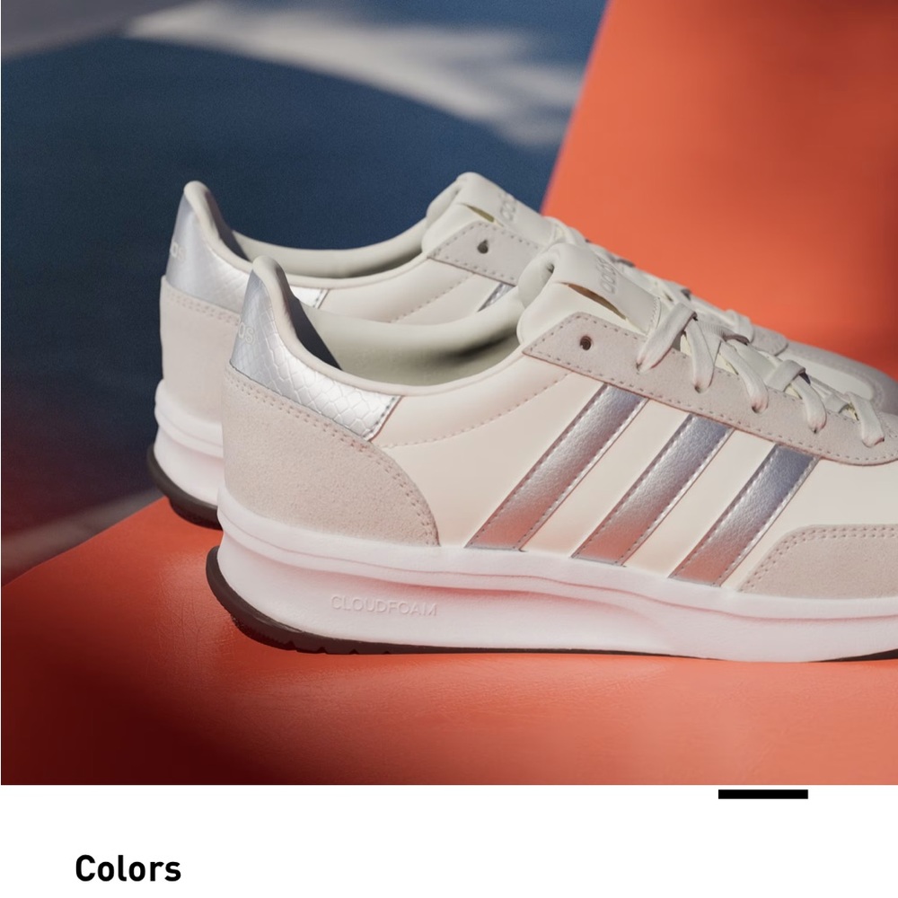 Adidas Women's Cream and Silver Striped Sneakers